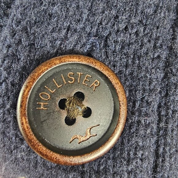 VTG Hollister 1922 University Cardigan Sweater Sz M Navy Chunky Knit Wool Preppy - Picture 7 of 10